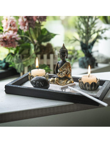 Jardín Zen de Mesa Pacific Giftware con Estatua de Buda y Velas