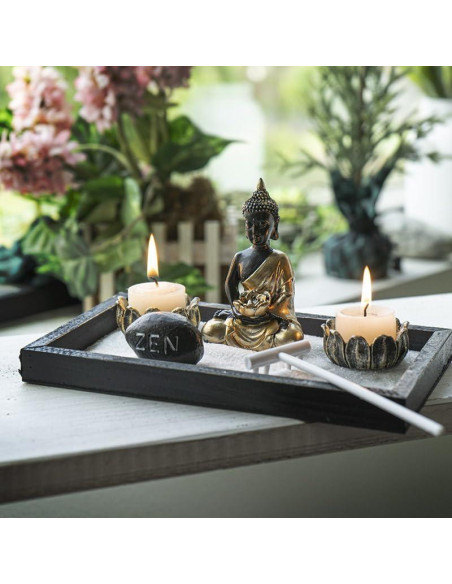 Jardín Zen de Mesa Pacific Giftware con Estatua de Buda y Velas