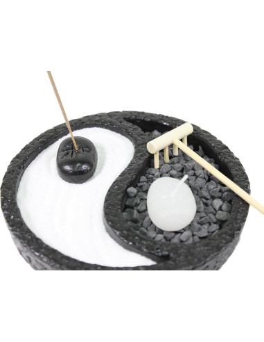 Jardín Zen de Mesa Taiji Yin Yang con Arena y Rocas
