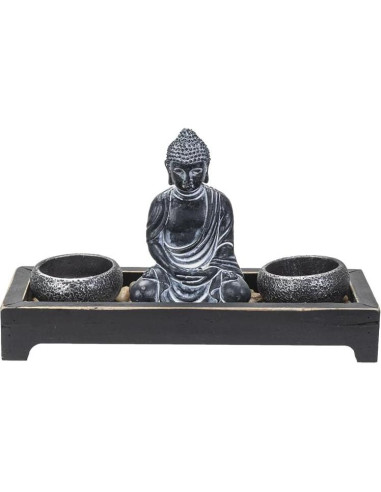 Conjunto Jardín Zen Meditación Buda Negro 4 Piezas
