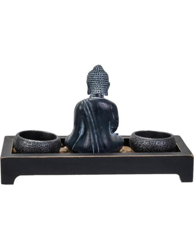 Conjunto Jardín Zen Meditación Buda Negro 4 Piezas