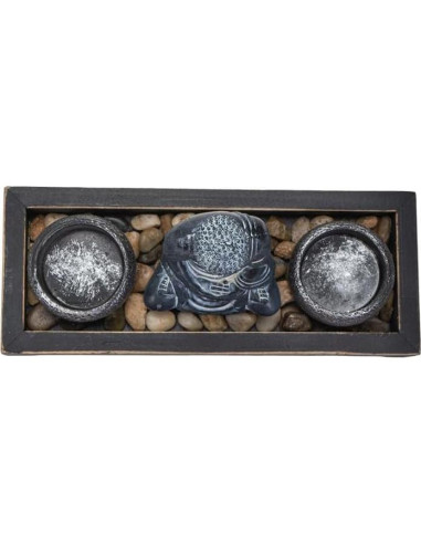 Conjunto Jardín Zen Meditación Buda Negro 4 Piezas