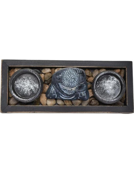 Conjunto Jardín Zen Meditación Buda Negro 4 Piezas