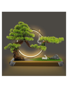 Árbol Artificial Bonsái Banborba con Luz LED y Soporte Incienso