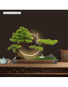 Árbol Artificial Bonsái Banborba con Luz LED y Soporte Incienso 2