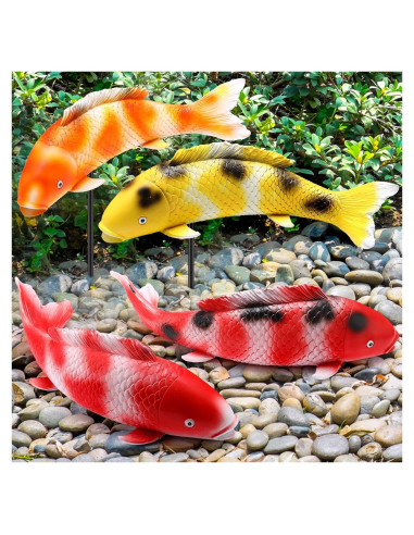Estatuas de pez Koi Suzile 4 Pack 35 cm para Jardín