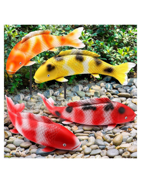 Estatuas de pez Koi Suzile 4 Pack 35 cm para Jardín Estatuas de pez Koi Suzile 4 Pack 35 cm para Jardín