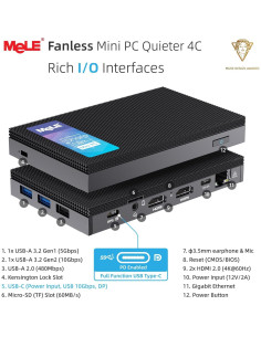 MeLE Mini PC Quieter 4C - Intel N100, 16GB RAM, 512GB SSD 2