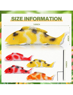 Estatuas de pez Koi Suzile 4 Pack 35 cm para Jardín 2