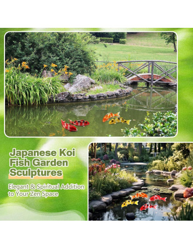 Estatuas de pez Koi Suzile 4 Pack 35 cm para Jardín