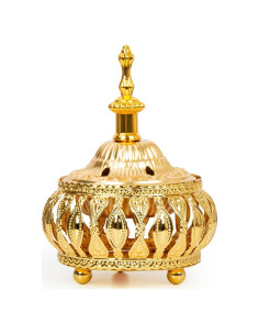 Quemador de Incienso Dorado Xisakaca - Metal, 12x9x9 cm