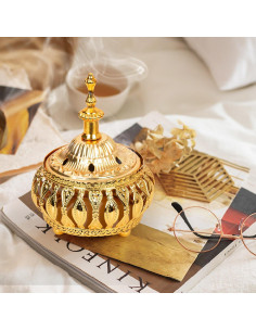 Quemador de Incienso Dorado Xisakaca - Metal, 12x9x9 cm 2