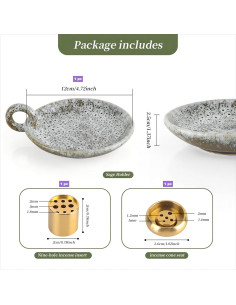 Soporte de Incienso Cerámica Verde 5 en 1 Palo Santo 2