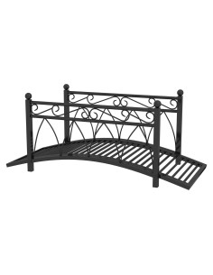 Puente de Jardín Zen de Metal Outsunny 1.02 m Negro con Barandillas