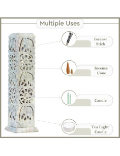 Soporte de Incienso Crocon de Piedra Jabón 28x7x7 cm 2