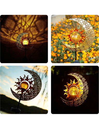 Luces Solares Decorativas LICKLIP Estaca de Jardín Sol y Luna