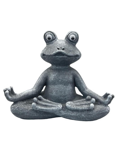 Estatua de Rana Zen Meditativa para Jardín - Resina Gris 12x4.8x9.4cm
