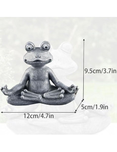 Estatua de Rana Zen Meditativa para Jardín - Resina Gris 12x4.8x9.4cm 2