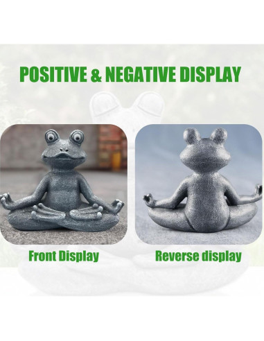 Estatua de Rana Zen Meditativa para Jardín - Resina Gris 12x4.8x9.4cm