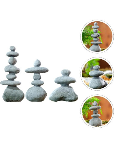 Estatuas de Piedra YARNOW para Jardín Zen 3 Piezas Decorativas