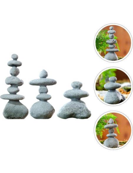 Estatuas de Piedra YARNOW para Jardín Zen 3 Piezas Decorativas