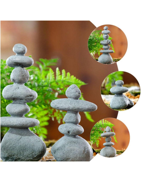 Estatuas de Piedra YARNOW para Jardín Zen 3 Piezas Decorativas