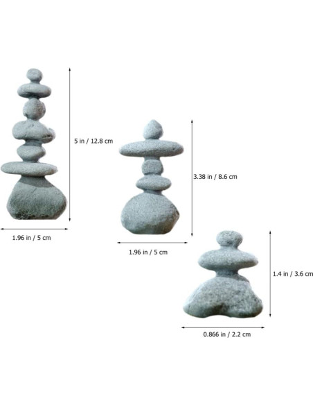 Estatuas de Piedra YARNOW para Jardín Zen 3 Piezas Decorativas