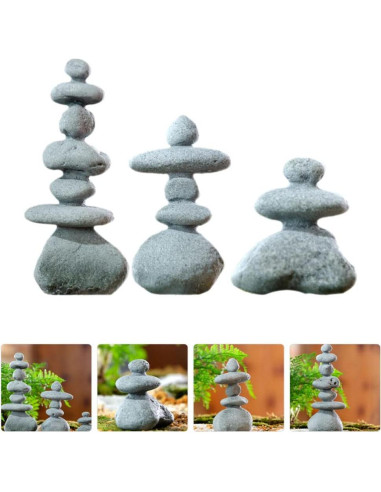 Estatuas de Piedra YARNOW para Jardín Zen 3 Piezas Decorativas