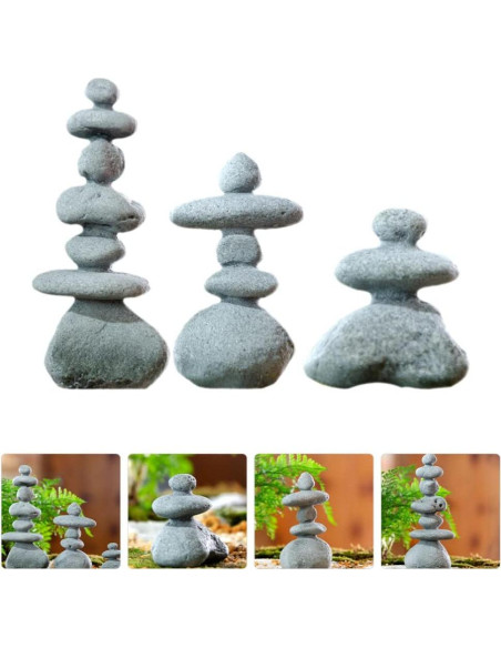 Estatuas de Piedra YARNOW para Jardín Zen 3 Piezas Decorativas