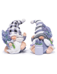 Conjunto de Gnomos de Lavanda Hodao - Decoración Zen Artesanal