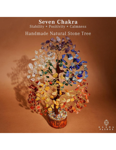 Árbol de Cristal 7 Chakra KARMAPLEDGE Hecho a Mano 30 cm