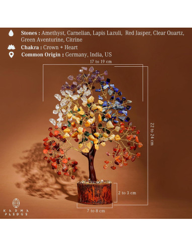 Árbol de Cristal 7 Chakra KARMAPLEDGE Hecho a Mano 30 cm