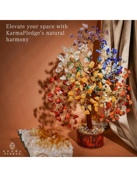 Árbol de Cristal 7 Chakra KARMAPLEDGE Hecho a Mano 30 cm