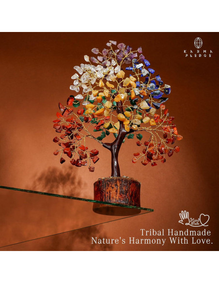 Árbol de Cristal 7 Chakra KARMAPLEDGE Hecho a Mano 30 cm