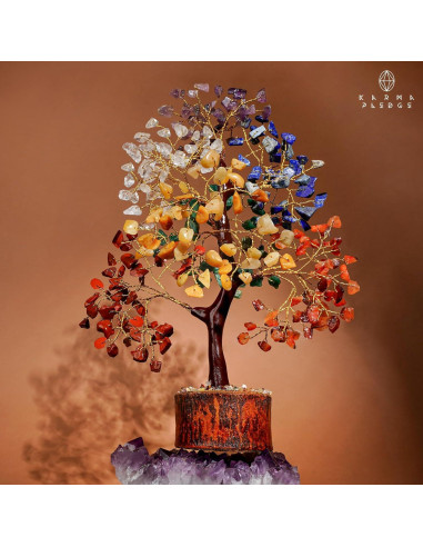 Árbol de Cristal 7 Chakra KARMAPLEDGE Hecho a Mano 30 cm