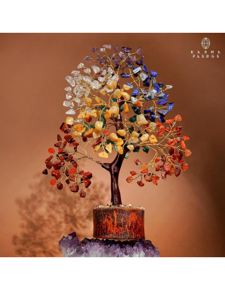 Árbol de Cristal 7 Chakra KARMAPLEDGE Hecho a Mano 30 cm
