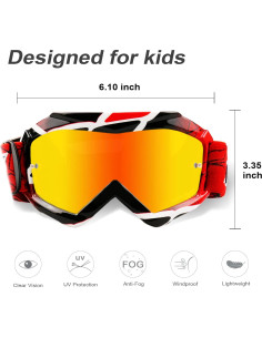 Gafas de Motocross para Niños UV400 Antivaho - Rojo Techline 2