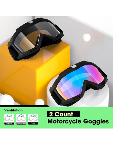Gafas de Motocross ATV y Esquí - 2 Paquete Antivaho