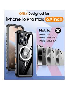 Funda Impermeable Temdan para iPhone 16 Pro Max - Negro 2