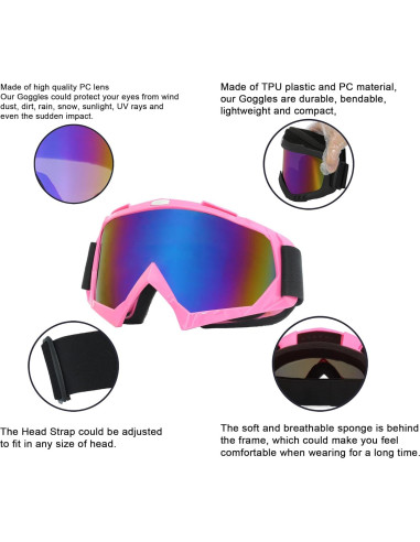 Gafas de Motocross OQUQO Rosa para Adultos y Niños