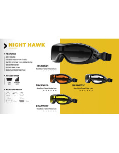 Gafas de Protección Bobster Noche Halcón, Lente Ámbar UV 2