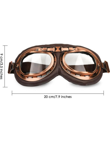 Gafas de Cosplay Steampunk Retro Marrón Lente Clara