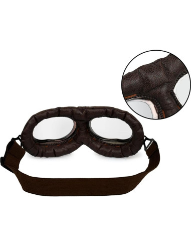 Gafas de Cosplay Steampunk Retro Marrón Lente Clara