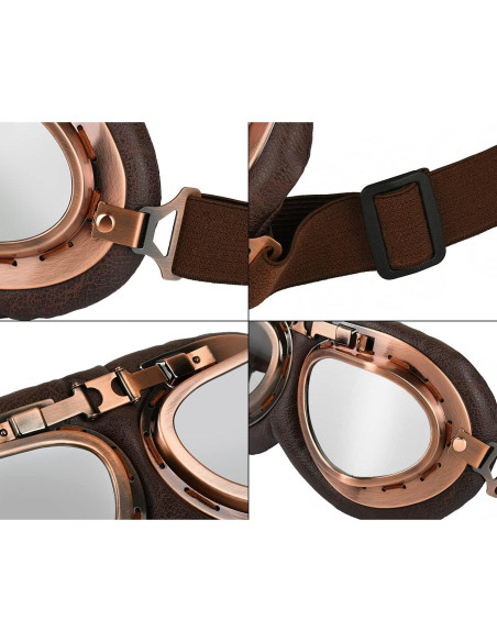 Gafas de Cosplay Steampunk Retro Marrón Lente Clara Gafas de Cosplay Steampunk Retro Marrón Lente Clara