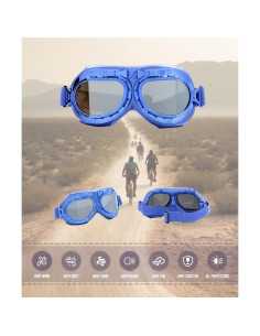 Gafas de Motocicleta CRG Sports T08 Retro Unisex Azul Plateado 2