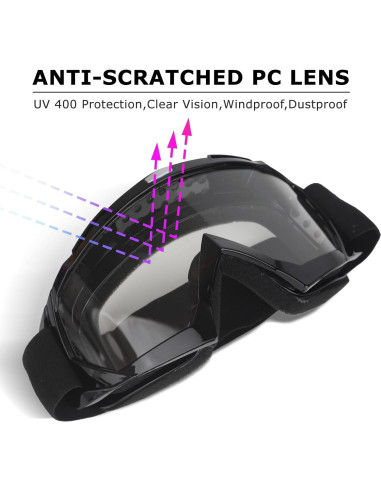 Gafas de Motocross UV Protección TPU Rosa Lente Clara