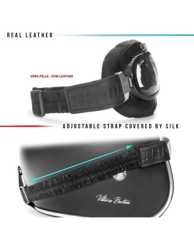 Gafas de Moto Bertoni AF191L Cuero Negro Antifog UV