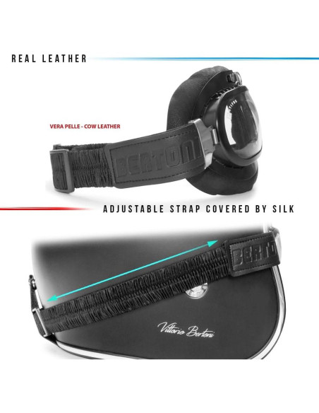 Gafas de Moto Bertoni AF191L Cuero Negro Antifog UV Gafas de Moto Bertoni AF191L Cuero Negro Antifog UV