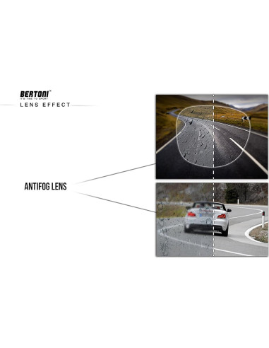 Gafas de Moto Bertoni AF191L Cuero Negro Antifog UV