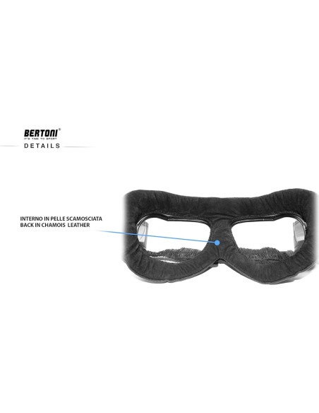 Gafas de Moto Bertoni AF191L Cuero Negro Antifog UV Gafas de Moto Bertoni AF191L Cuero Negro Antifog UV